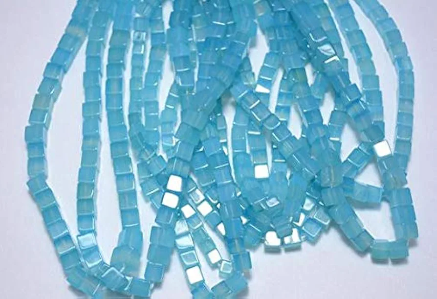 Full Strand Aqua Chalceny Box Shape Beads, Chalceny Plain Box Shape Briolettes, Gemstone for Jewelry, 6mm Approx, 16 Inch Code-HIGH-24837