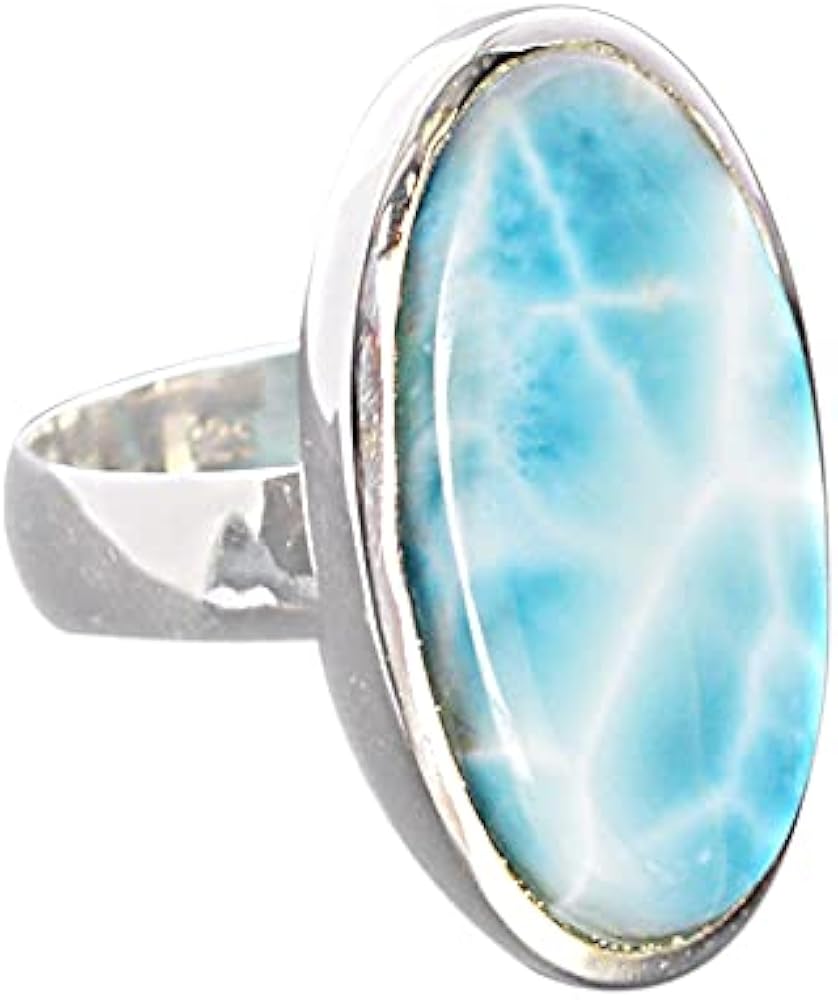 Larimar Gemstone 925 Sterling Silver Ring Pretty Looking Handmade Jewellery Birthday Gift