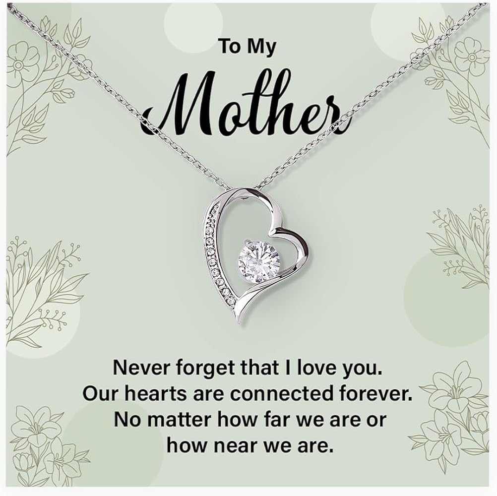 To My Mother Necklace Gift From Son/Daughter, Forever Love Necklace With Lovely Message Card, Mom Jewelry Presents For Mother's Day, Gifts For Mom's Birthday Jewelry With Gift Box