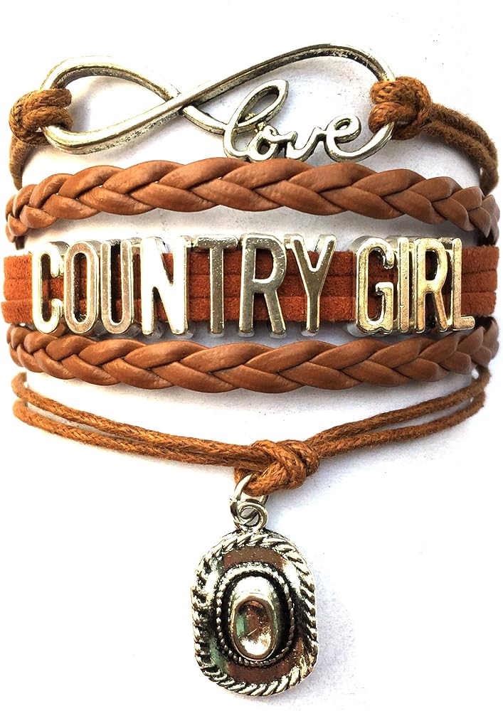 DOLON Infinity Love Country Girl Bracelet Southern Cowboys Hat Charm Girls Gift