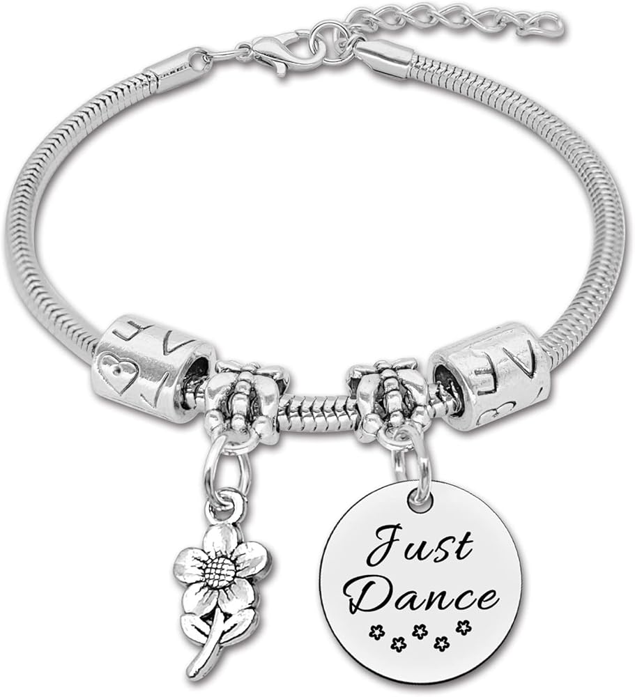 Dance Gifts for Teen Girls Bracelets Jewelry Dance Team Appreciation Gifts Valentines Day Gift for Dance Teacher Dancing Gifts for daughter Dancers Birthday Gifts Stainless Steel Bracelet Bangle