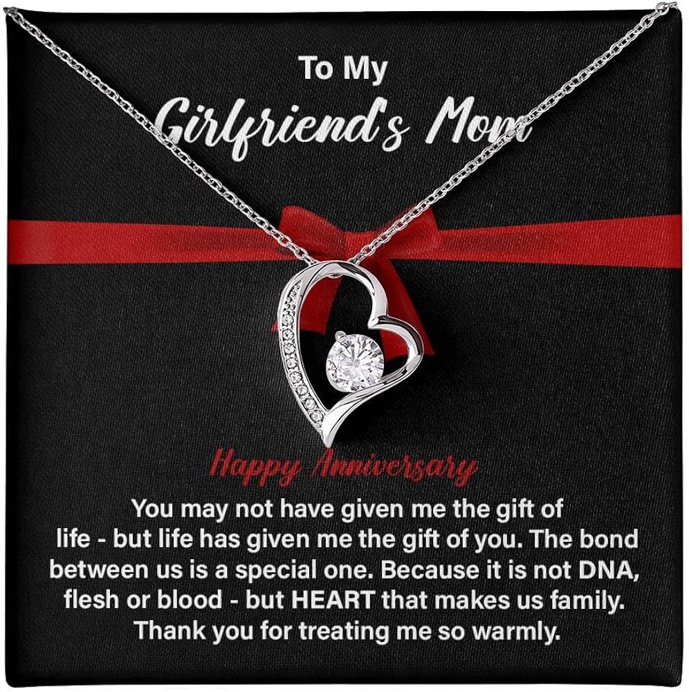 To My Girlfriend’s Mom Necklace, You May Not Have Given Me the Gift of Life, Happy Anniversary for Girlfriend’s Mom, Pendant Jewelry Necklace for Mother-in-law, Message Card and Standard/Luxury Box