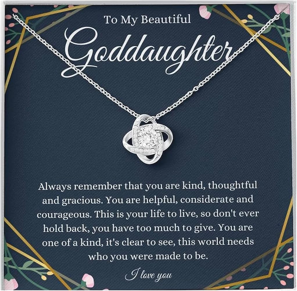 Love Knot Necklace, To My Goddaughter Gift From Godmother/Godfather, Goddaughter Birthday, Goddaughter Christmas Present, Goddaughter Graduation Gift, Sentimental Message Card, Jewelry Card Gift