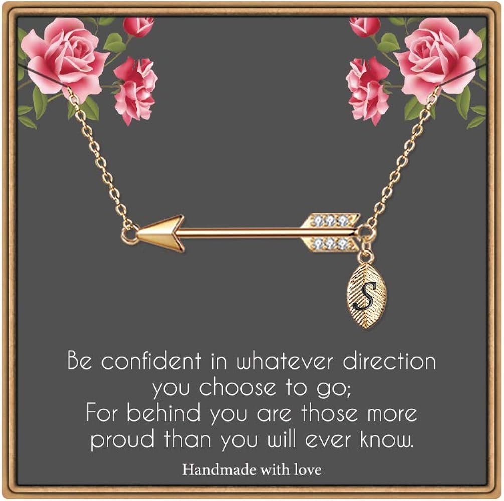 IEFLIFE Graduation Gifts for Her 2024, 14K Gold Plated Arrow Initial Necklace High School College Senior Graduation Gifts for Women Girls Best Friends Sister Daughter Granddaughter Grad Present