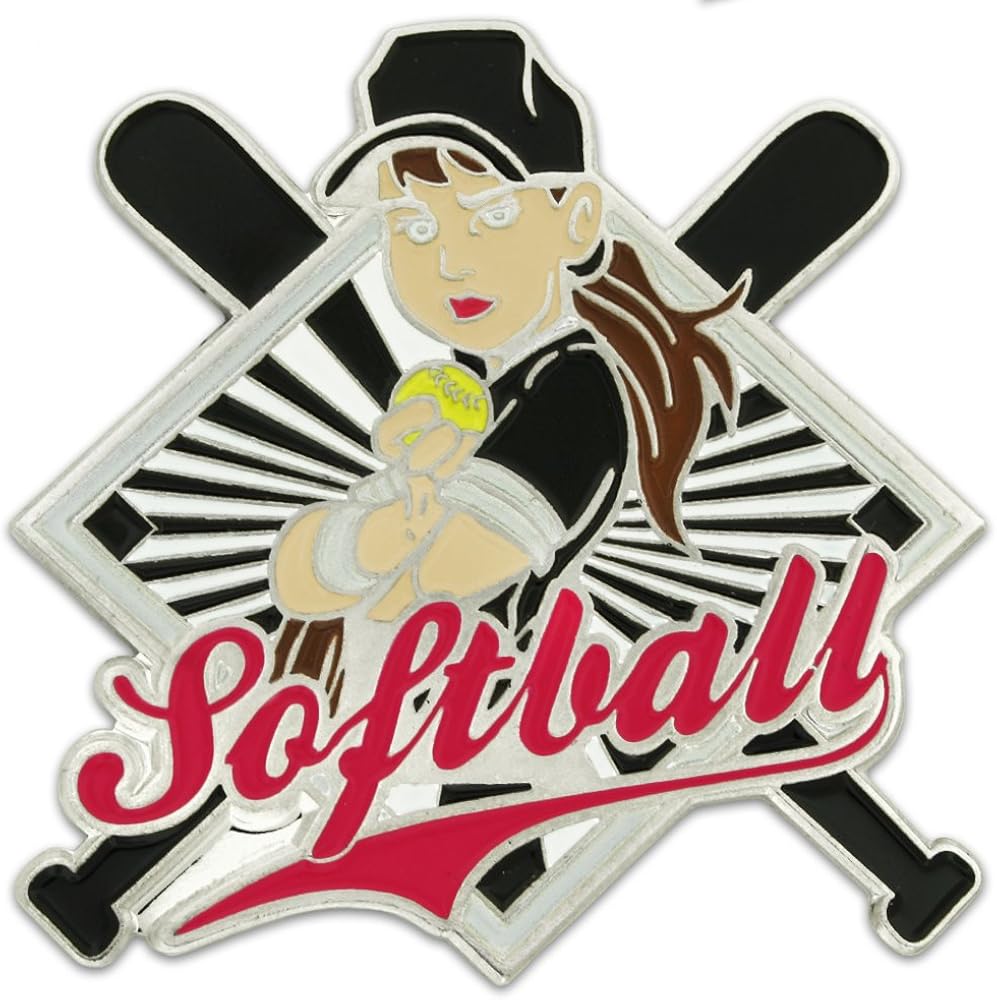 PinMart's Girls Softball Player Trading Pin Sports Lapel Pin