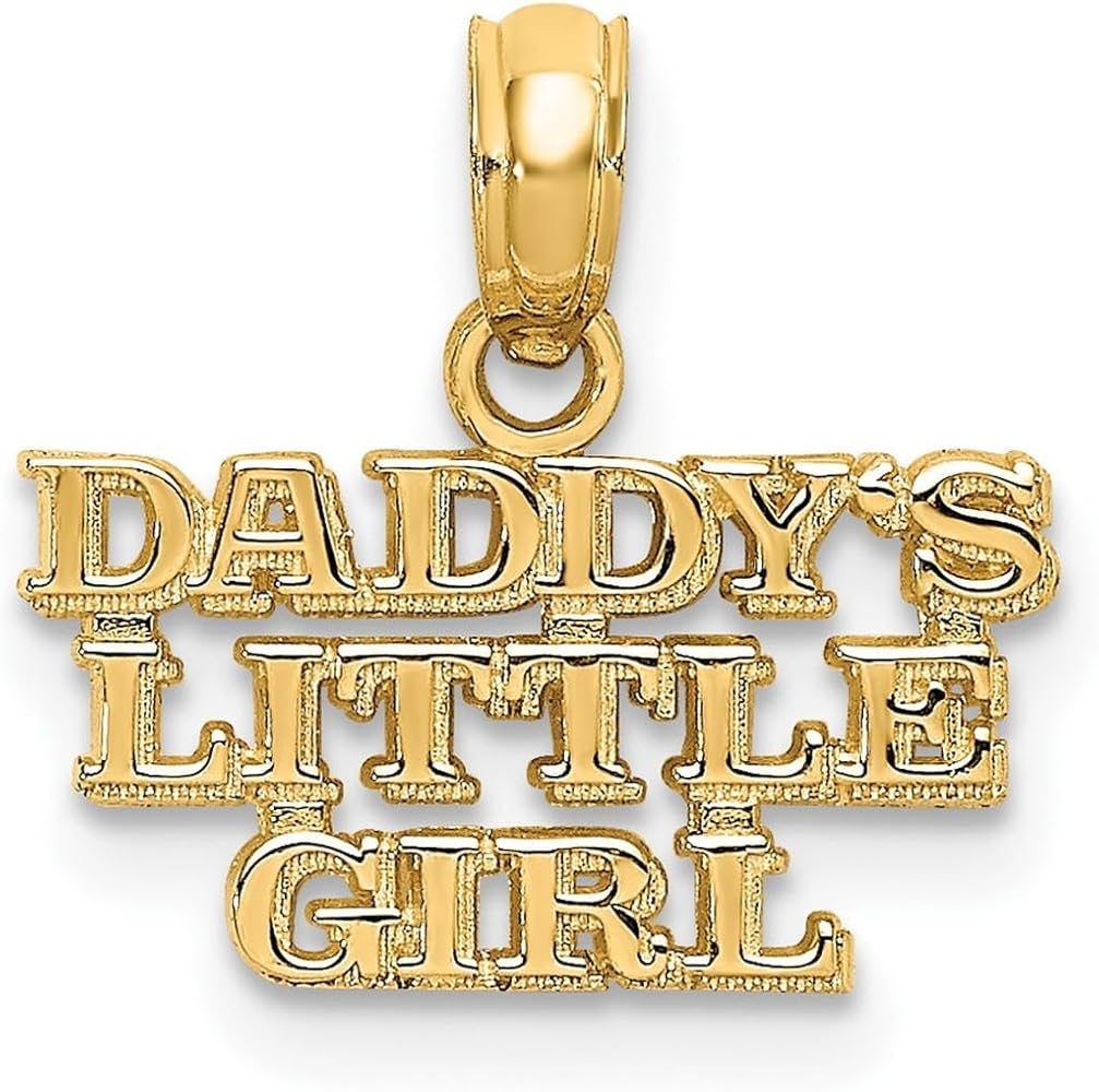 15.15mm 10k Gold Daddys Little Girl Charm Pendant Necklace Jewelry for Women