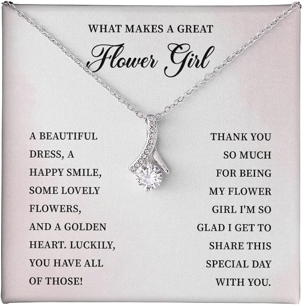 What Makes A Great Flower Girl Necklace Gift For Wedding Day, Flower Charm Necklace, Wedding Jewelry Gift For Flower Girl, Gifts Bridal Party Gift Flower Girl Proposal Gift, Maid Of Honor Gift.