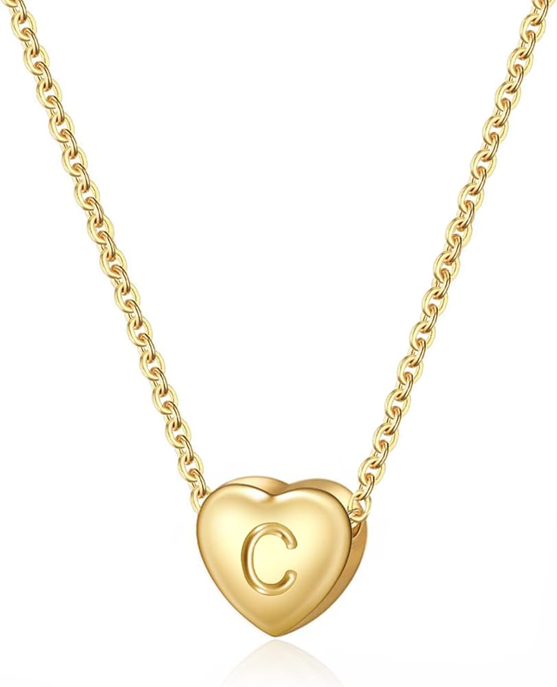 SANNYRA Initial Heart Necklaces for Women A to Z Alphabet Necklace 18K Gold Plated Heart Pendant Jewelry Christmas Gift