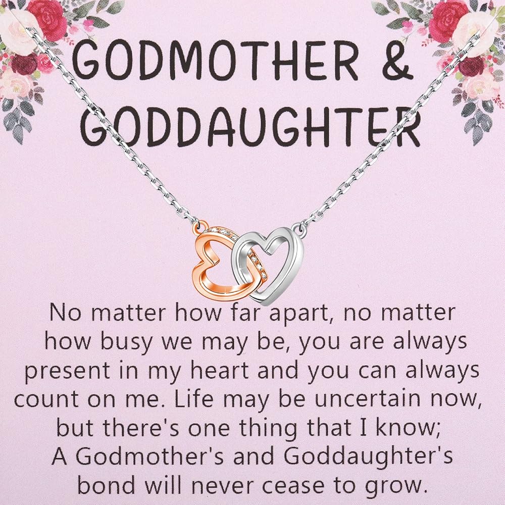 Godmother And Goddaughter Necklace With Card Goddaughter Baptism Graduation Birthday Jewelry Godmother Appreciation Gift