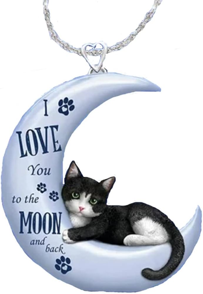 Jude Jewelers Acryic Resin Plastic Moon Cat Style Holiday Cocktail Party Birthday Pendant Necklace