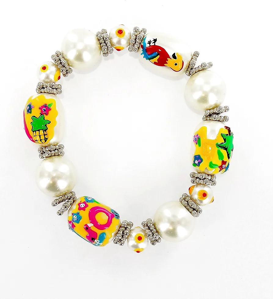 Linpeng girls Beads Bracelet, Parrot Aloha/White - Iup-15-5, 7 5 inch US