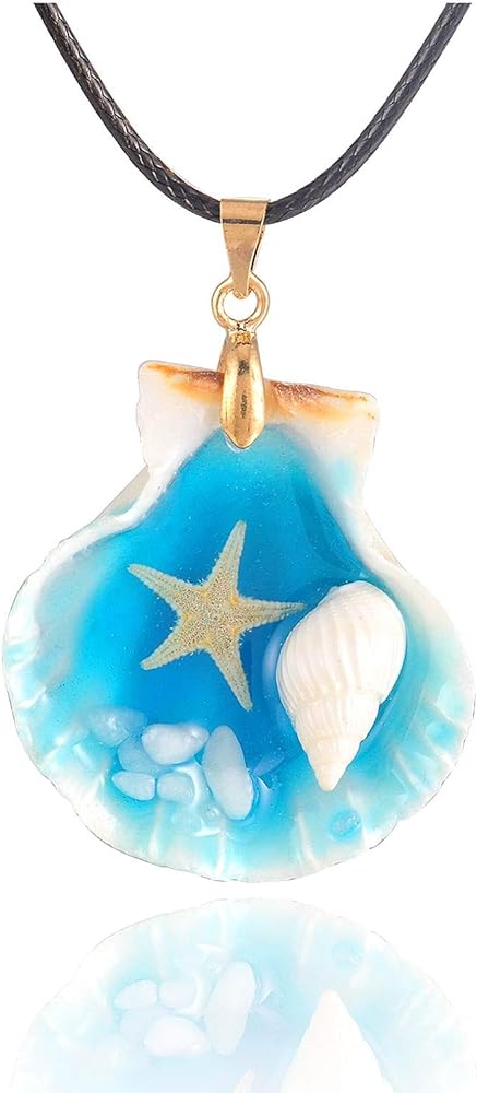 Natural Seashell Shell Scallop Conch Pendant Necklace with 27" Long Rope Chain (25 Styles)