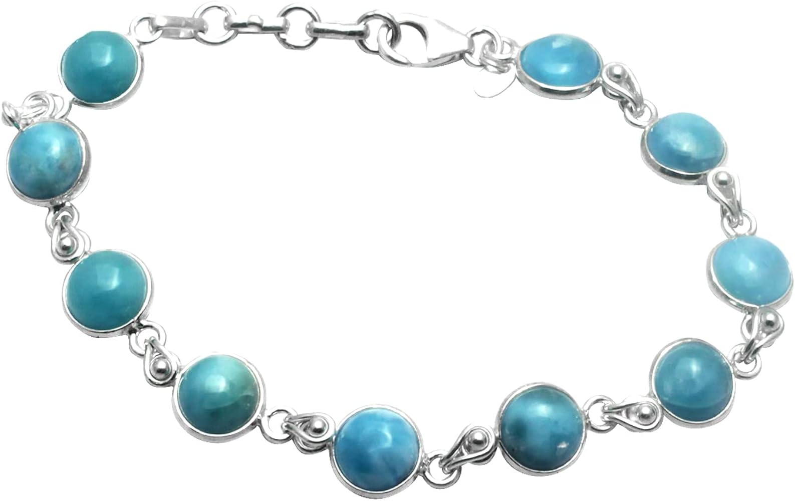 Silver Palace 925 Sterling Silver Natural Larimar Gemstone Bracelet For Women & Girls Size- 7 Inch To 8 Inch