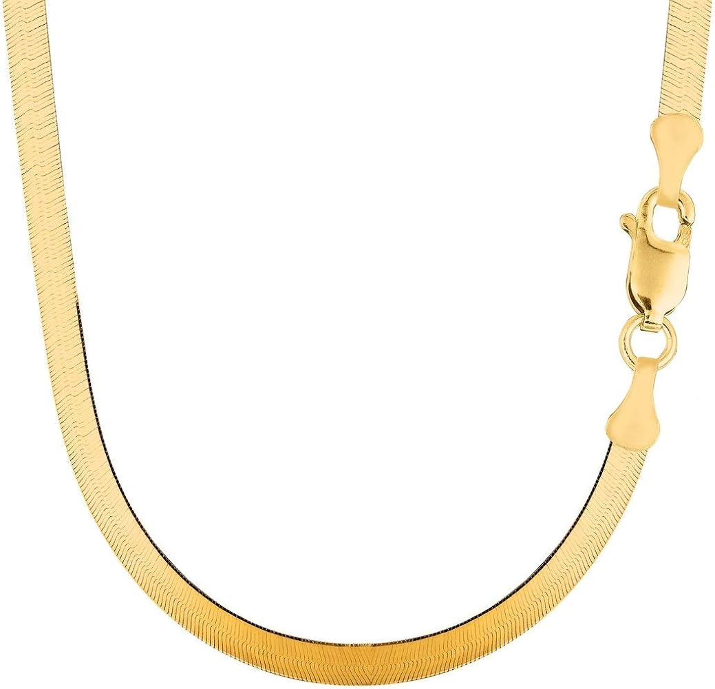 The Diamond Deal 14k Solid Yellow Gold 6.00mm Shiny Imperial Herringbone Chain Necklace or Bracelet Bangle for Pendants and Charms with Lobster-Claw Clasp (7", or 8", inch)