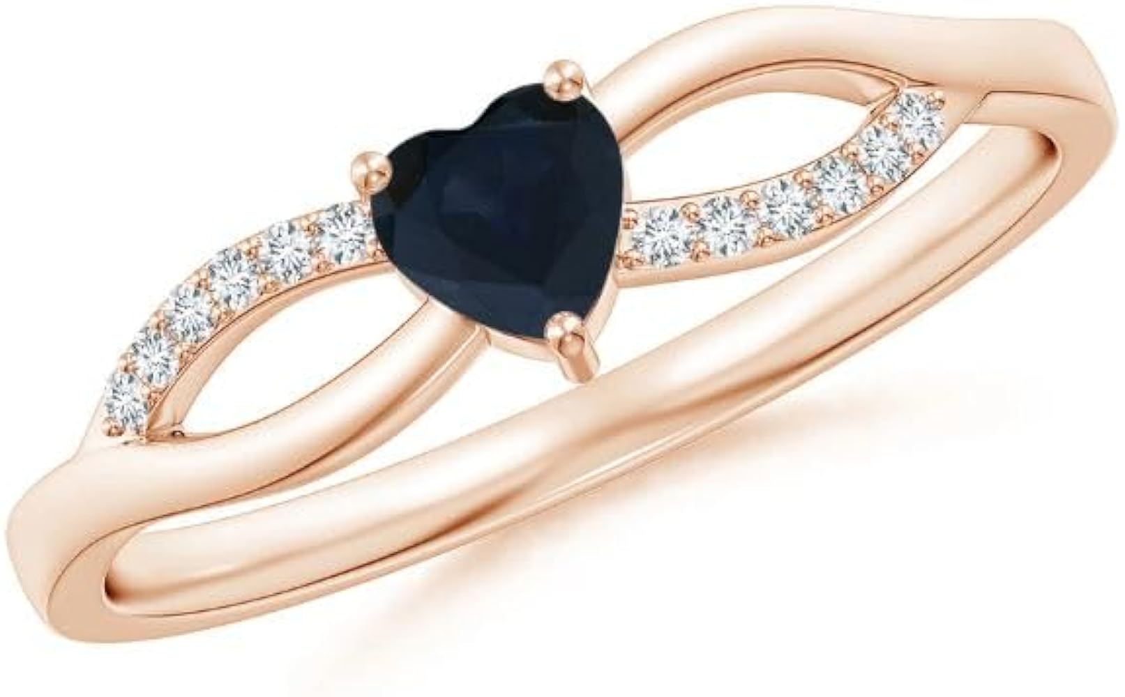 Heart Shape Blue Sapphire CZ Diamond Promise Ring 925 Sterling Silver 18k Rose Gold plated September Birthstone Gemstone Jewelry Wedding Engagement Women Birthday Gift