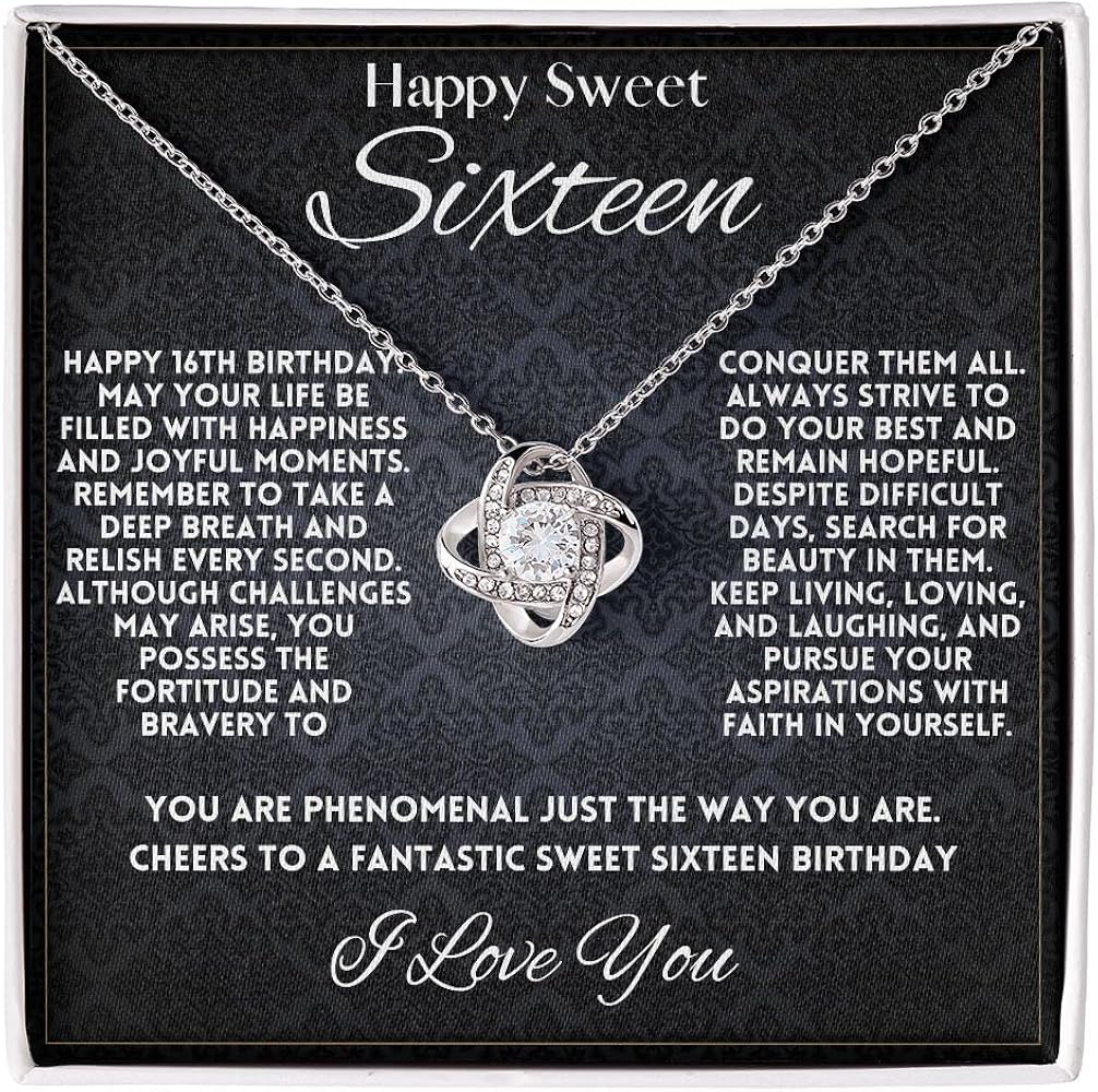 Sweet 16 Jewelry Gift For Girls - 16th Happy Birthday Gifts For 16 Year Old Girl - Necklace With Message Card In A Gift Box from Mom and Dad Parents Sweet Sixteen