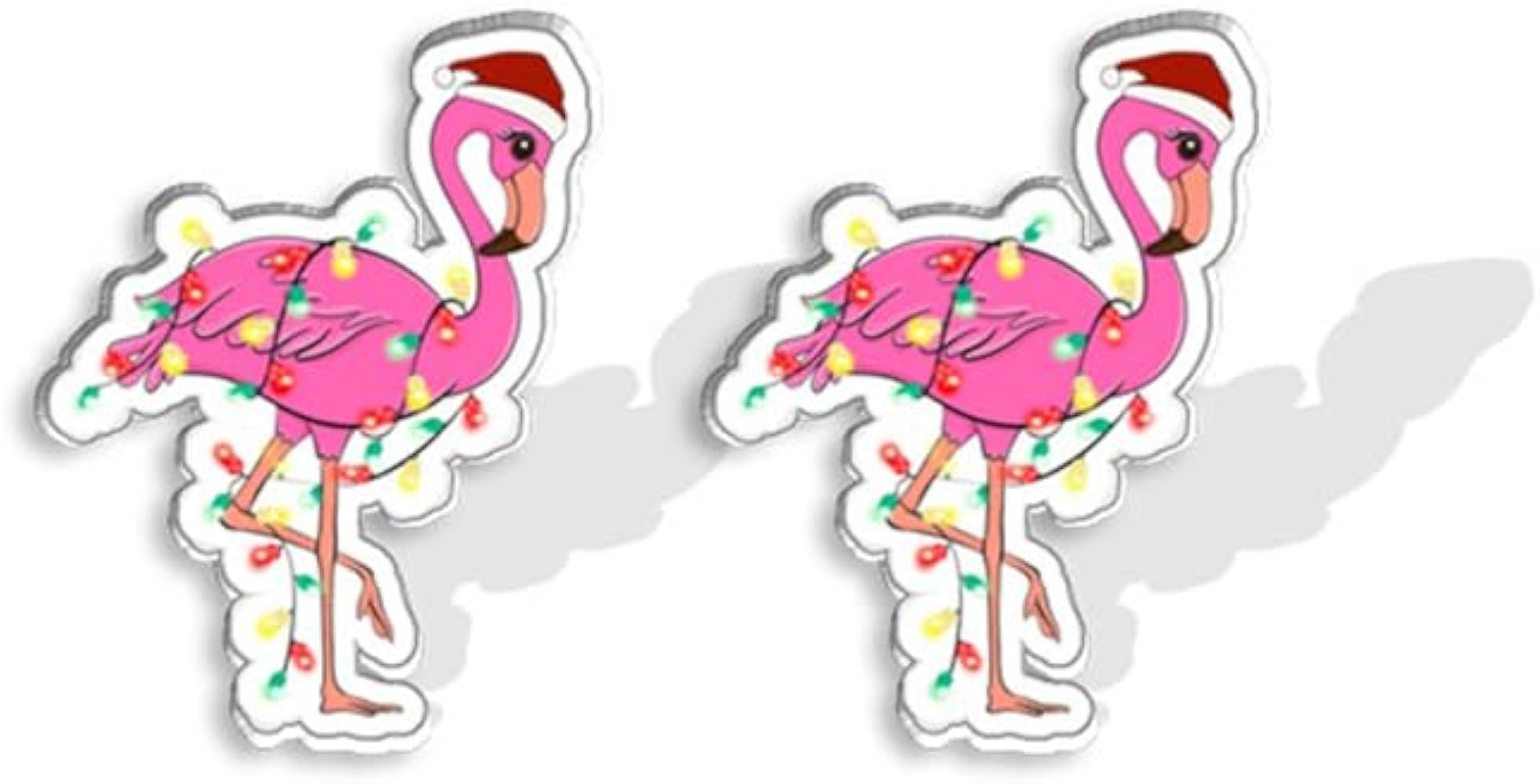 Cute Flamingo Santa's Hat Christmas Small Stud Earrings for Women Teen Girls Cartilage Dainty Acrylic Colorful Animal Hypoallergenic Studs Fashion Jewelry Decoration Party Vacation Bff Birthday Gifts