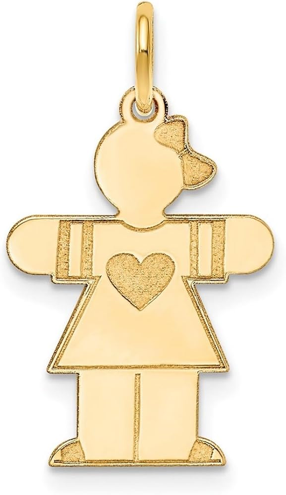 14k Yellow Gold Solid Polished Engravable Laser Etched Not engraveable Kid Charm Pendant Necklace Measures 25x15mm Wide Jewelry for Women