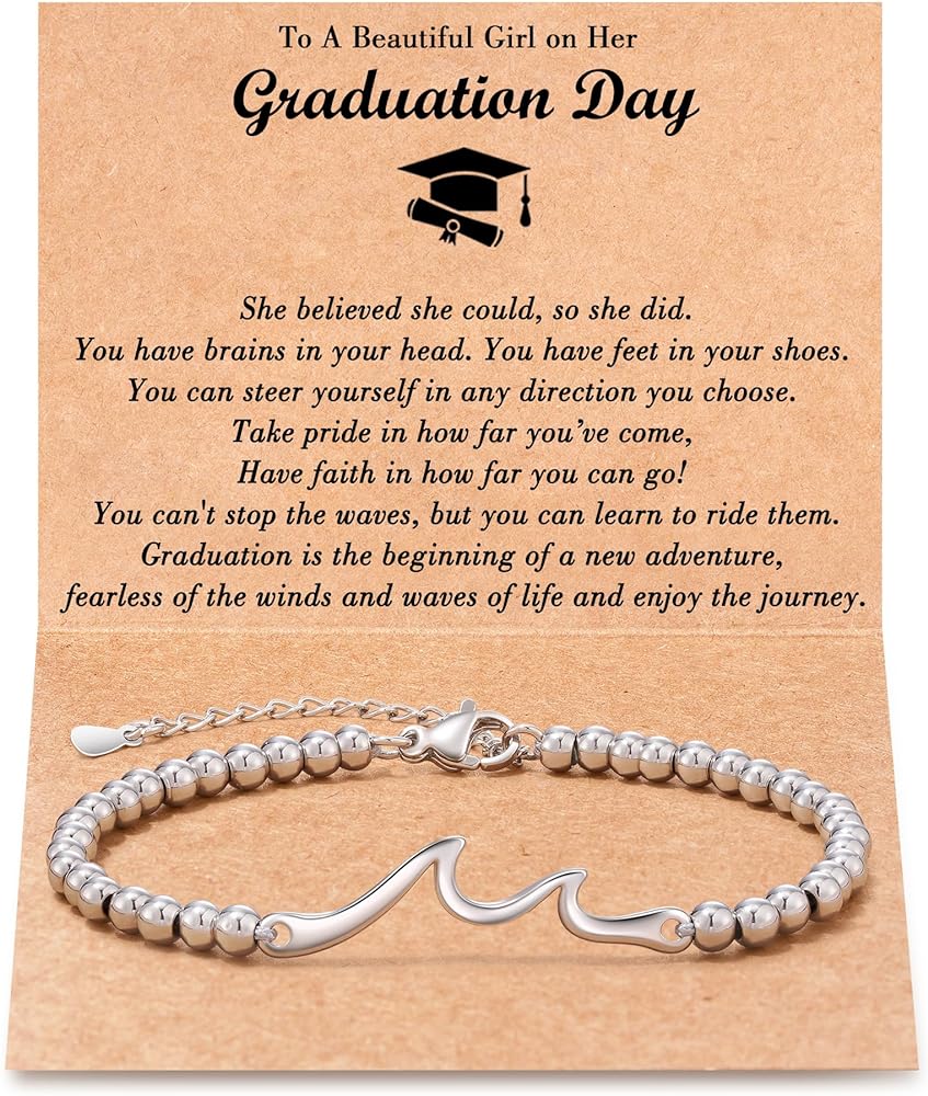 Tarsus Graduation Gifts for Her, Through Waves of Life, Class of 2024, 8th Grade, High School, College Girls, Masters Degree, Graduation Bracelet for Friend Daughter Sister Granddaughter...