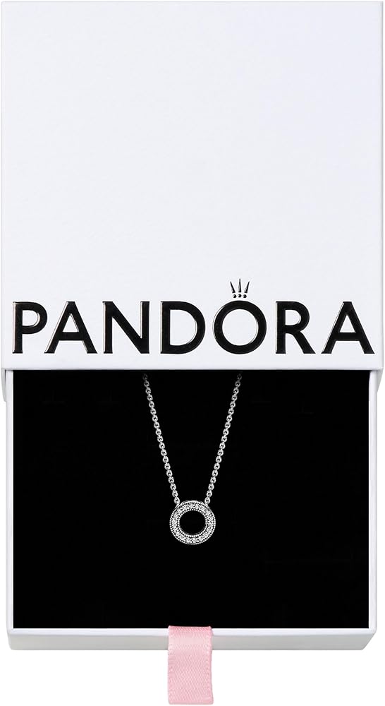 PANDORA Jewelry Hearts of PANDORA Cubic Zirconia Necklace in Sterling Silver - Comes with Gift Box - 17.7"