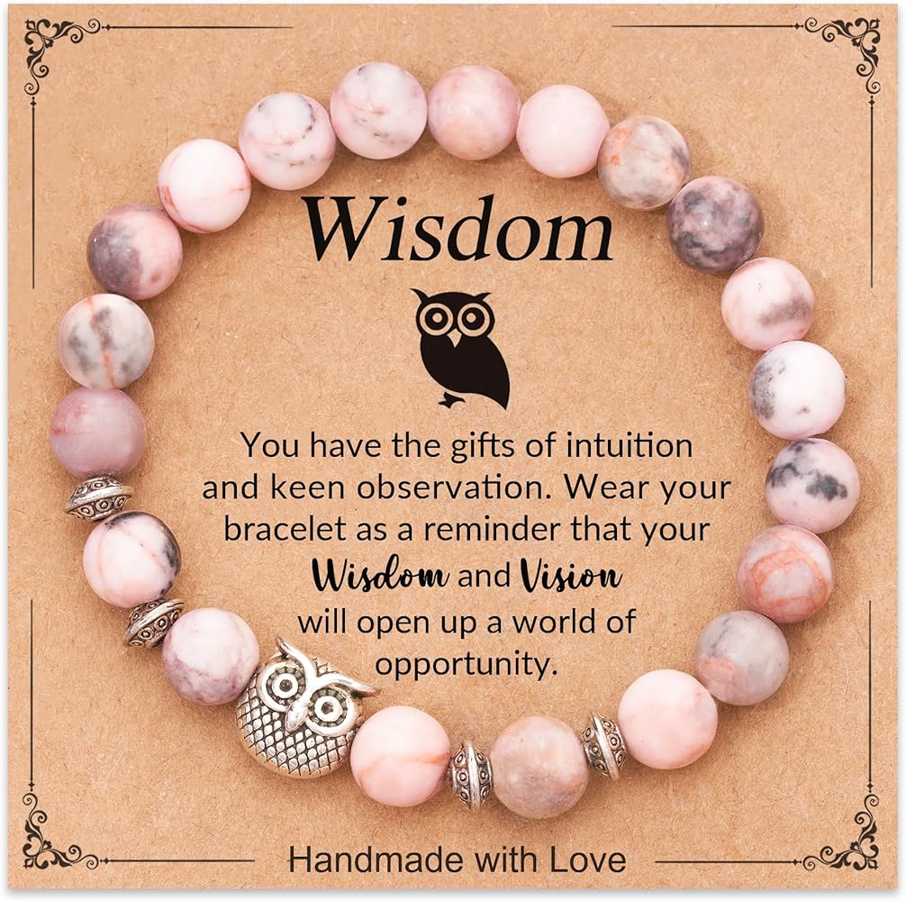 Inspirational Owl Jewelry with Natural Stone for Women Girls Owl Lovers