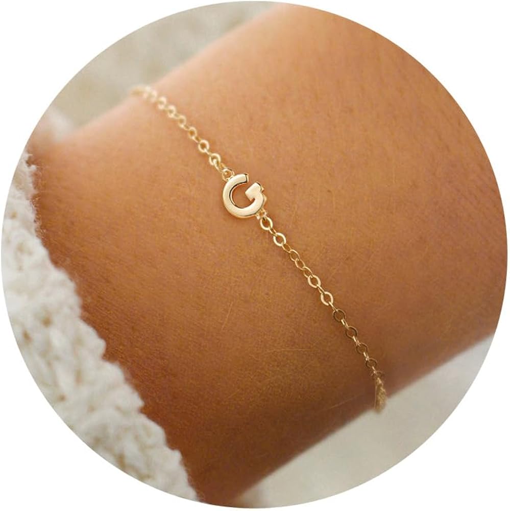 Turandoss Gold Initial Bracelets for Women Girls Gifts - 18k Gold Plated Letter Initial Bracelet Dainty Gold Bracelets for Women Initial Bracelets for Women Teen Girl Gifts Trendy Jewelry