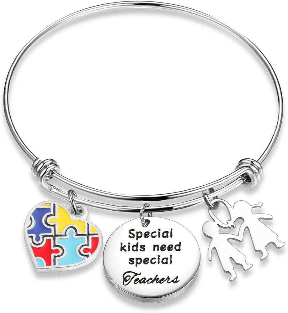 TGBJE Autism Teacher Gift Special Need Special Teacher Bangle Bracelet SPED Teacher's Gift Autism Teacher Appreciation Gift