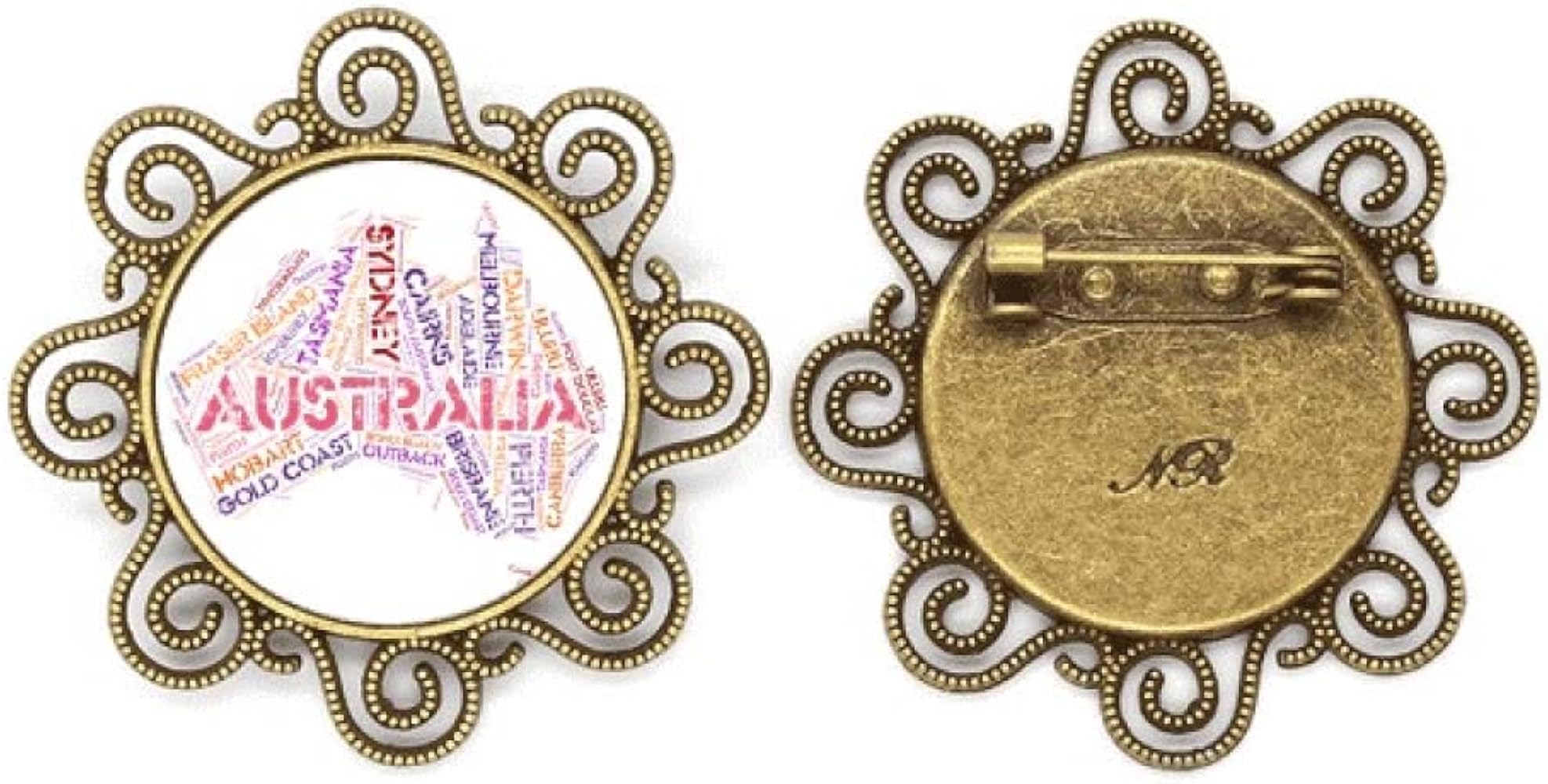 australia flavor map scenic spots illustration flower brooch pins jewelry for girls