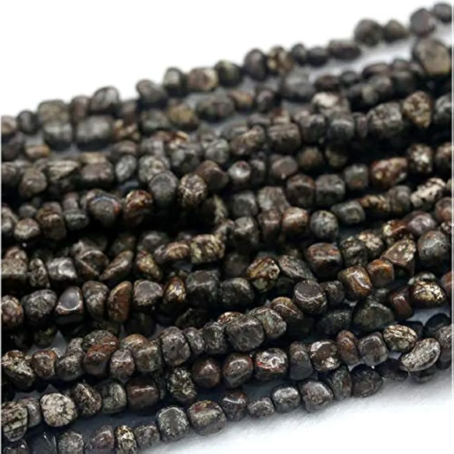 1 Strands Natural Brown Snowflake Obsidian Jasper Nugget Loose Beads Free Form Beads Fit Jewelry 9x12mm 15 Inch Long 03930 Code-HIGH-23437