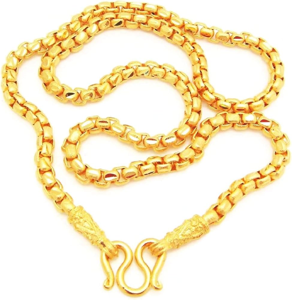 Chain 22K 23K 24K THAI BAHT GOLD GP NECKLACE 24 INCH 50 Grams Jewelry