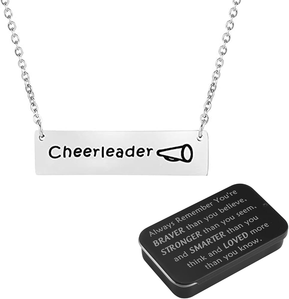 BNQL Cheerleader Necklaces Cheerleader Gifts for Girls Cheerleading Coach Gifts Cheerleader Pendant Necklace With Inspirational Jewelry Box