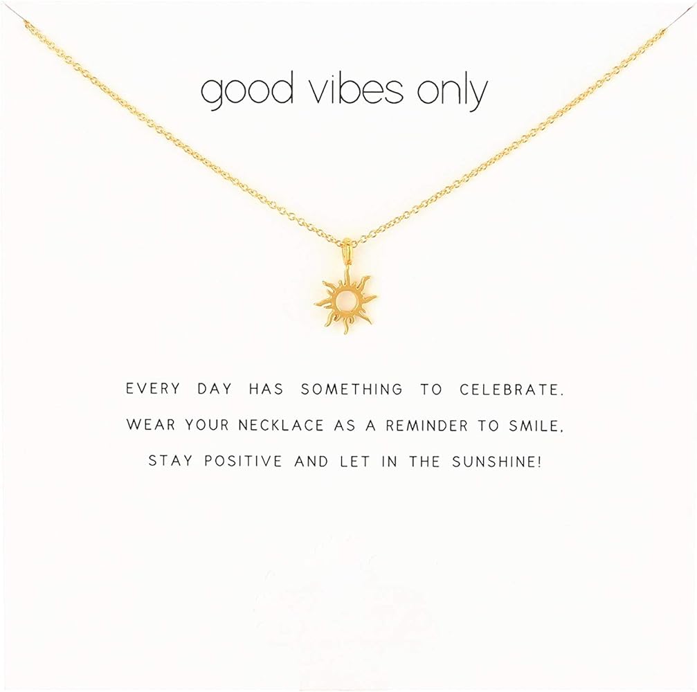 COLORFUL BLING Fashion Sun Necklace Clavicle Chain Sunlight Sunshine Pendant Necklace With Message Card Friendship Dainty Gold Silver Jewelry